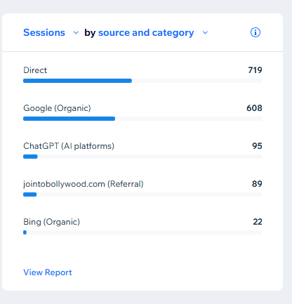 Traffic Sources showing Google, ChatGPT, and others